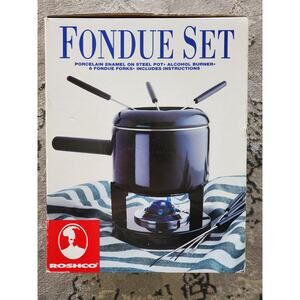 Roshco 10‑Piece Electric Fondue Set Model 58901 Black Non‑Stick Pot – New In Box